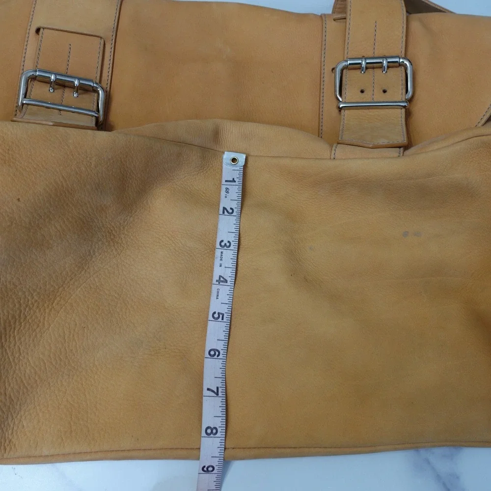 Vtg Fendi Messenger Bag‎ Large Tan Saddle Calf Leather Buckle Strap Satchel Y2K